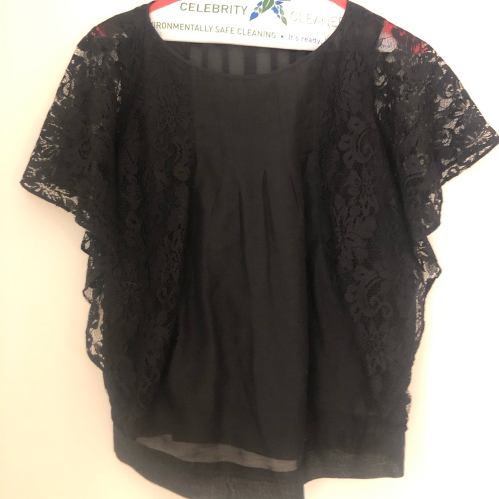 Joie Cotton Blouse Lace Sleeve Size S